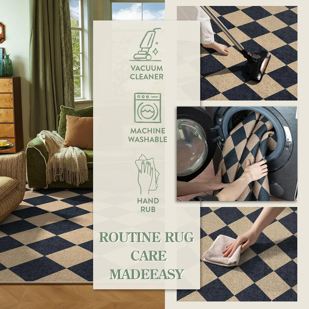 Lahome Checkered Easy Jute 3x5 Entryway Front Porch Rug, Black Diamond Indoor...
