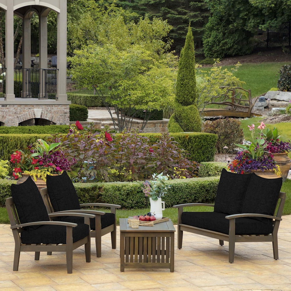 Arden Outdoor Deep Seat Cushion Set, 2-Pack, 22x24, Black