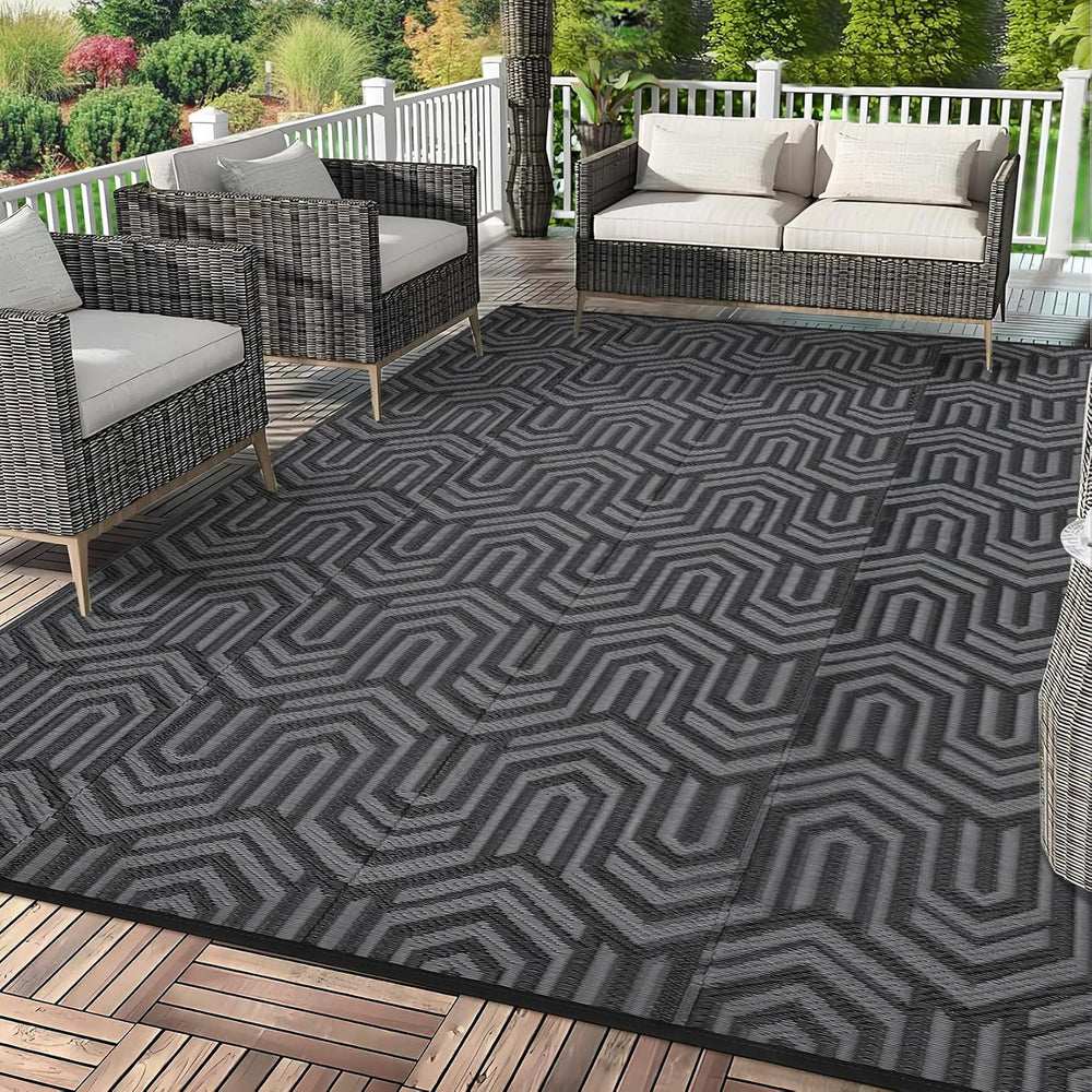 Garvee Outdoor Rug 9x12 ft Waterproof Reversible Patio Mat