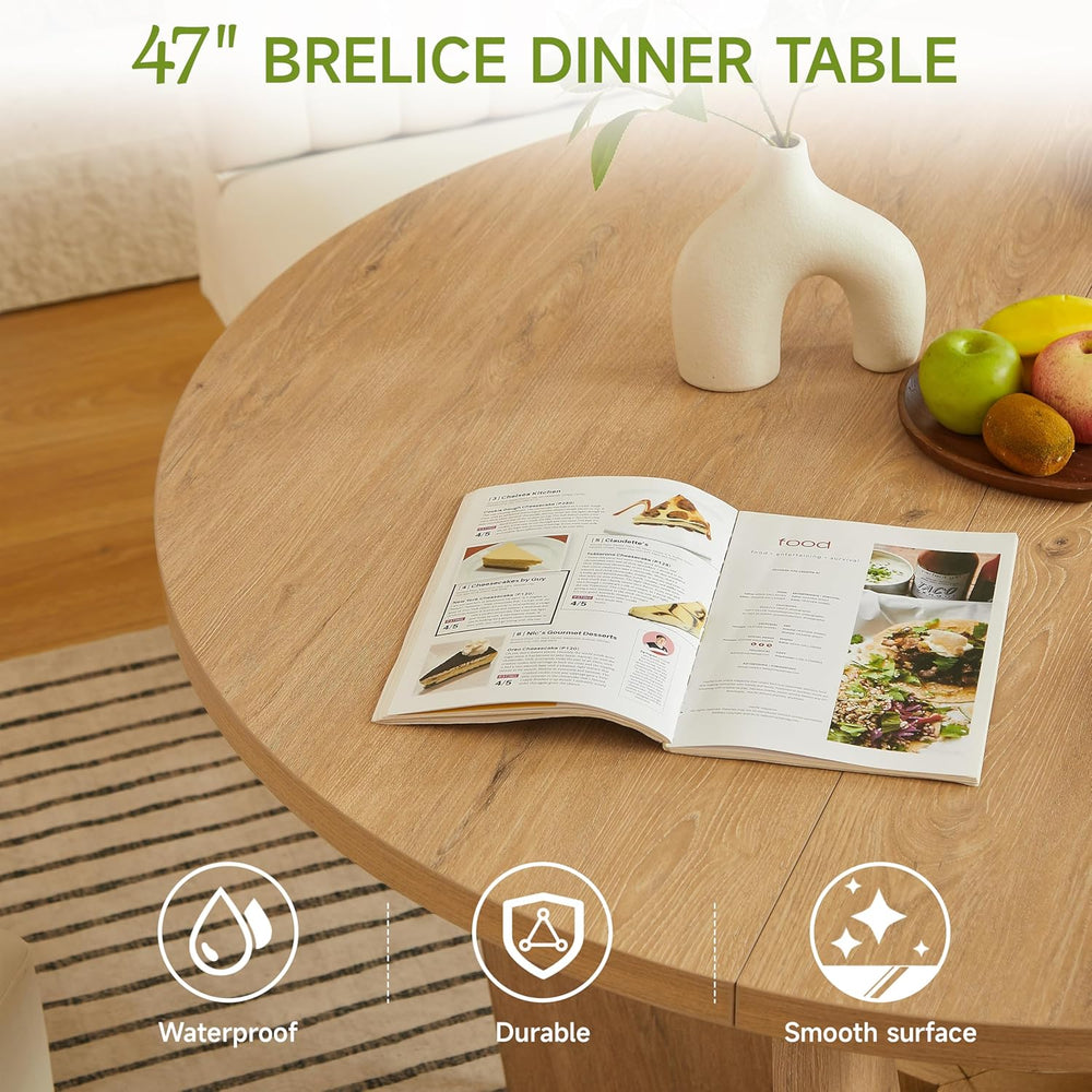 Round Dining Table Set with Loveseat & Chairs, 47 Inch Farmhouse 5-Piece ...