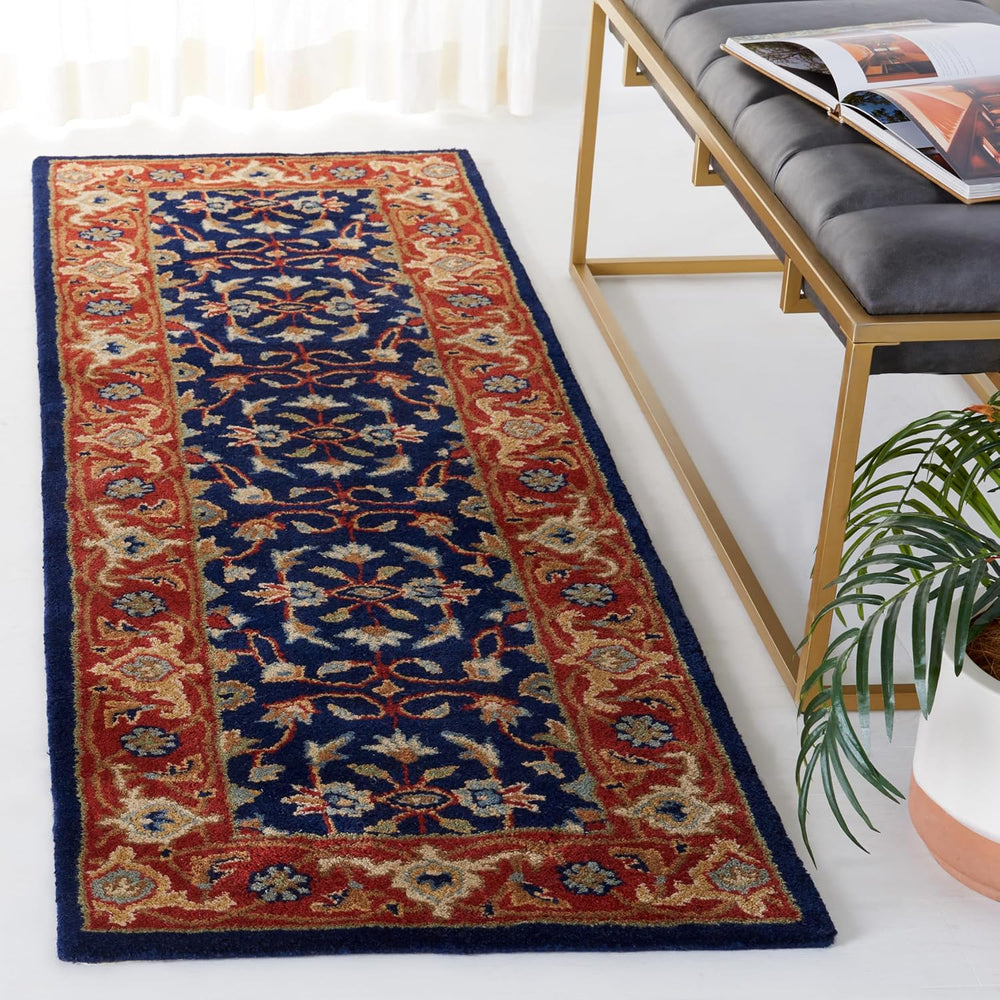 SAFAVIEH Royalty Collection Runner Rug - 2'3" x 8', Navy & R...