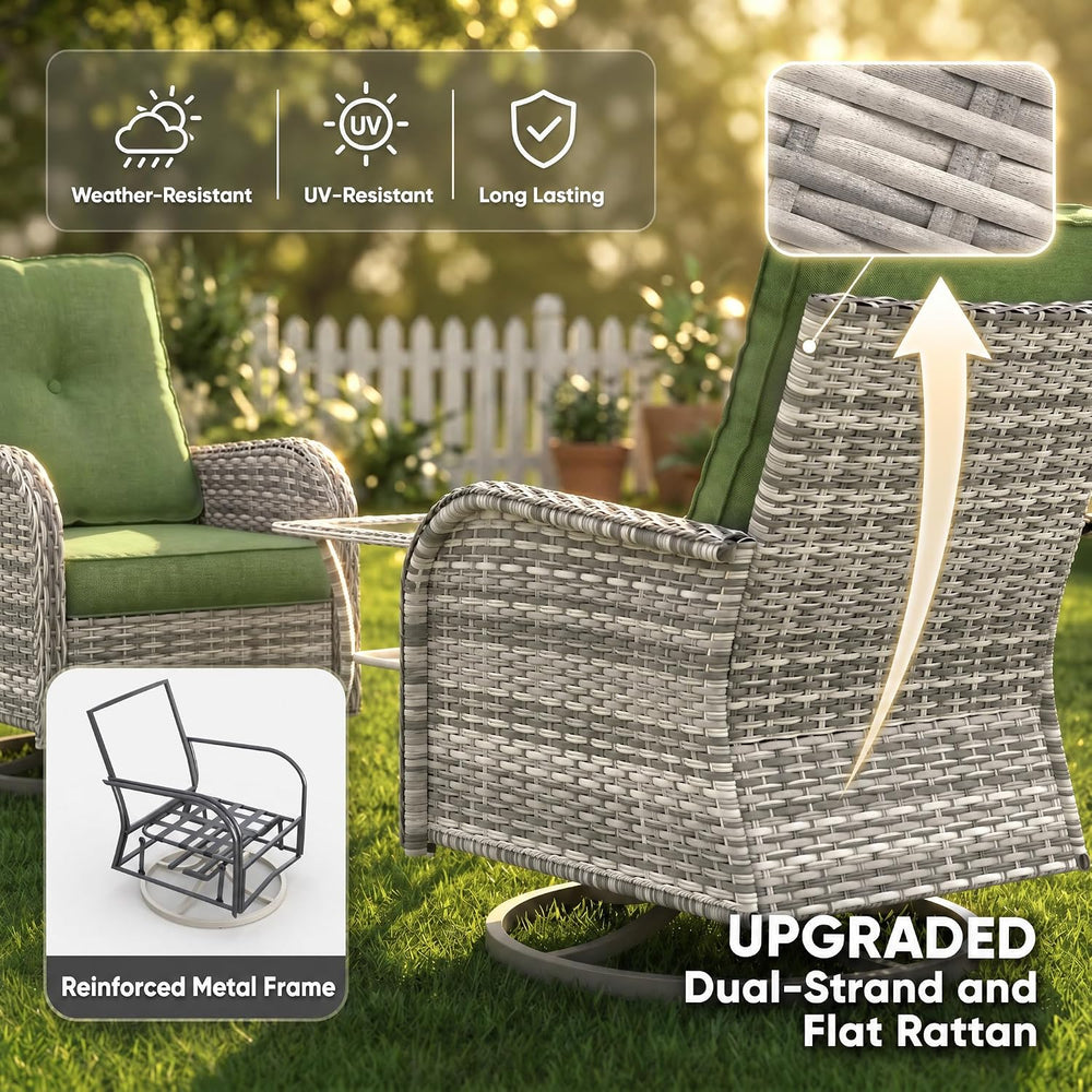 9-Piece Small Patio Furniture Set, Outdoor Swivel Rocking Chairs Set with 55,...