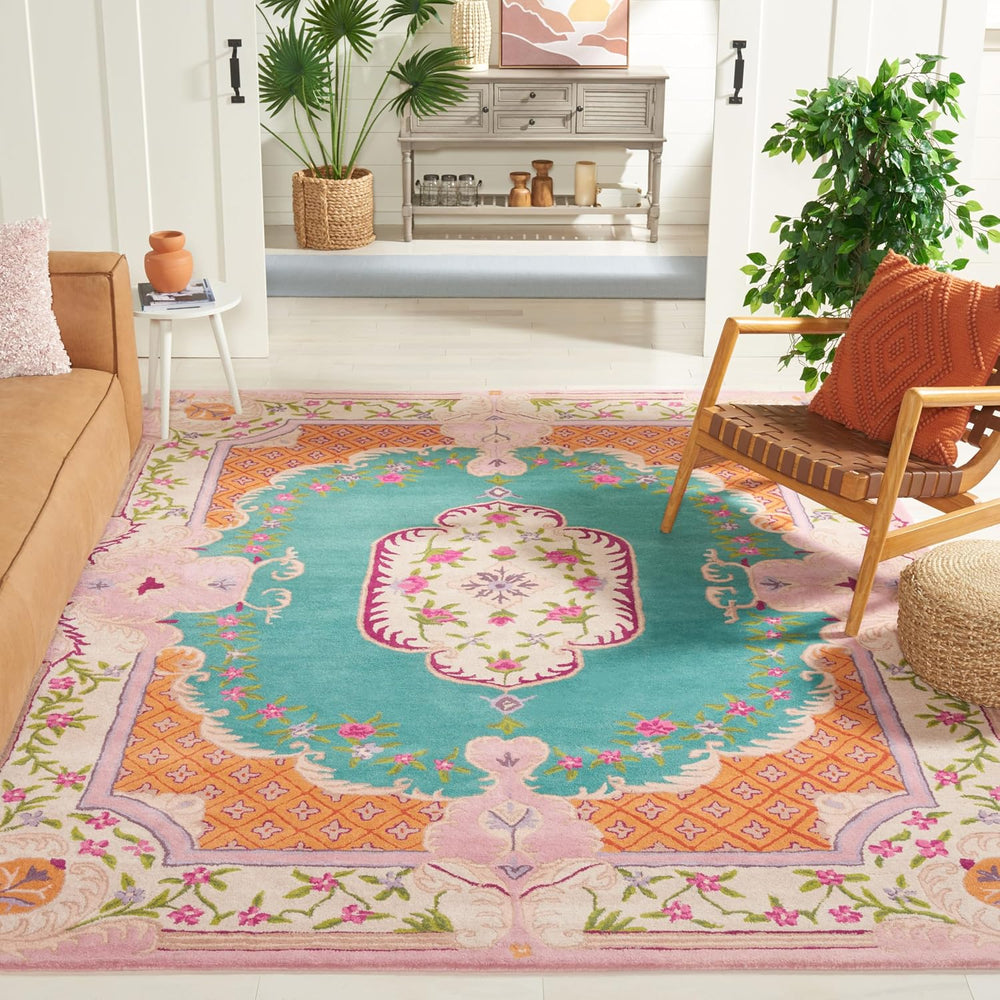 SAFAVIEH Bellagio Collection Area Rug - 10' x 14', Blue & Pink, H...