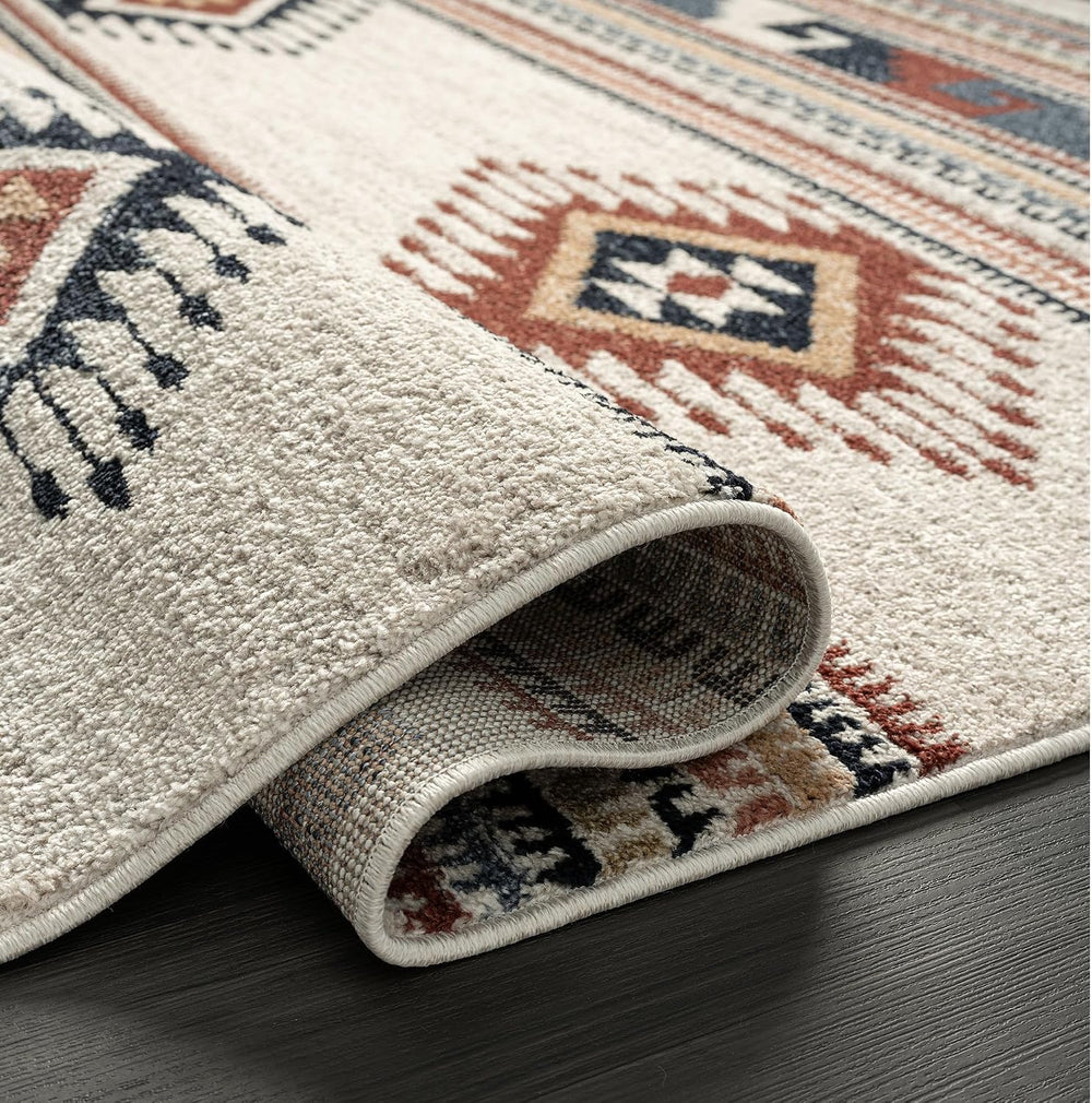 Abani Multicolor Southwestern Design Area Rug - Non-Shed Orange, Grey & B...