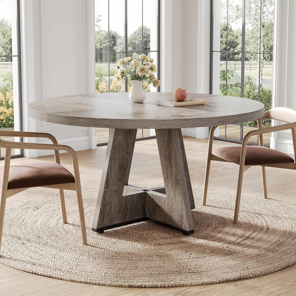LITTLE TREE Round Dining Table for 4-6 People, 47 Inches Dining Room Table wi...