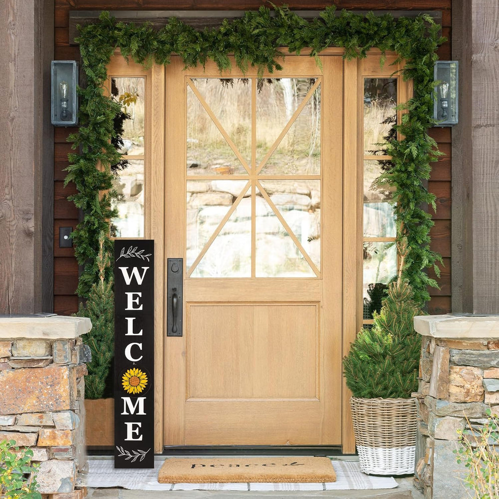 Perfnique Welcome sign for front porch standing, 47 x 7.9 Inch Wooden Leaner ...