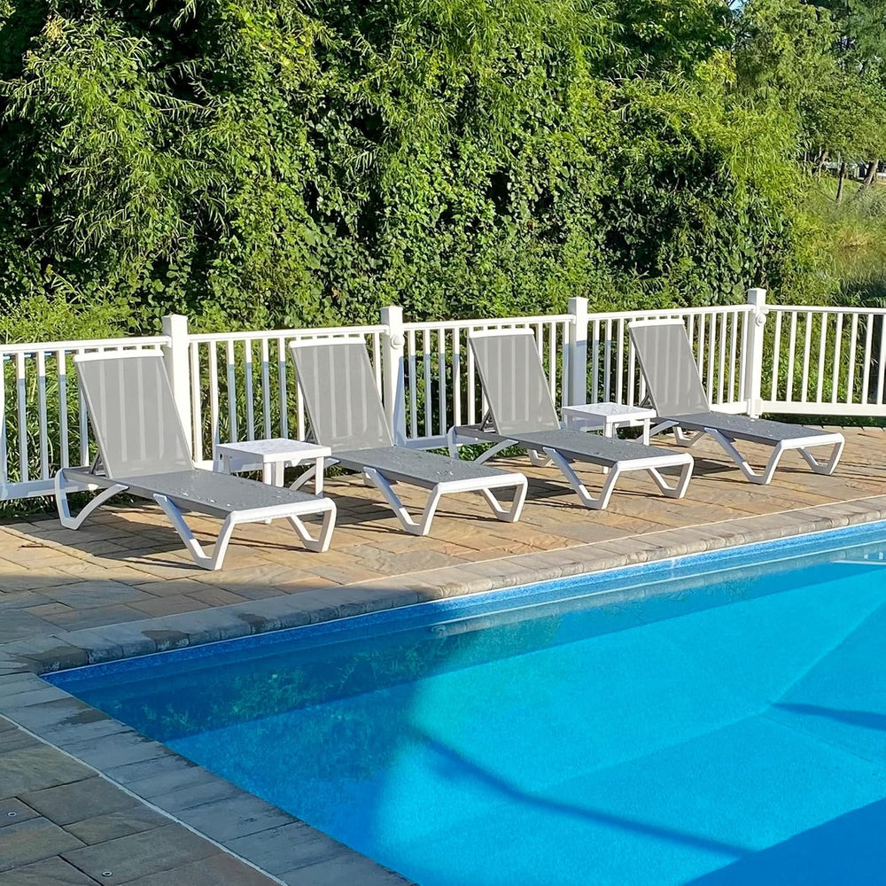 Domi Patio Lounger Chair Outdoor,Pool Lounge Chairs Set of 2 with Table