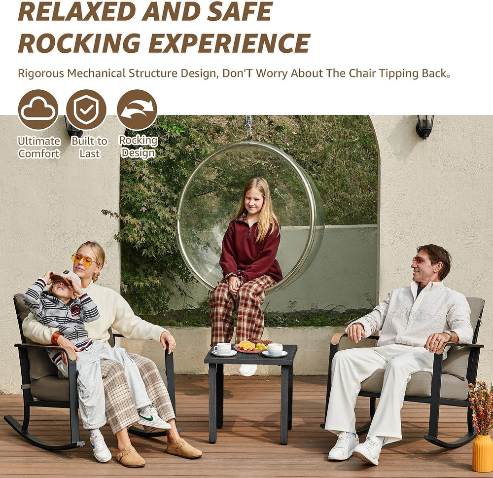 NATURAL EXPRESSIONS 3 Piece Patio Bistro Set, Glider Rocking Chairs & Table