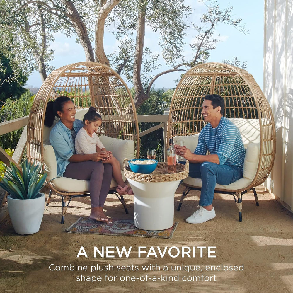 Best Choice Products Wicker Egg Chair, Oversized Indoor Outdoor Lounger for P...