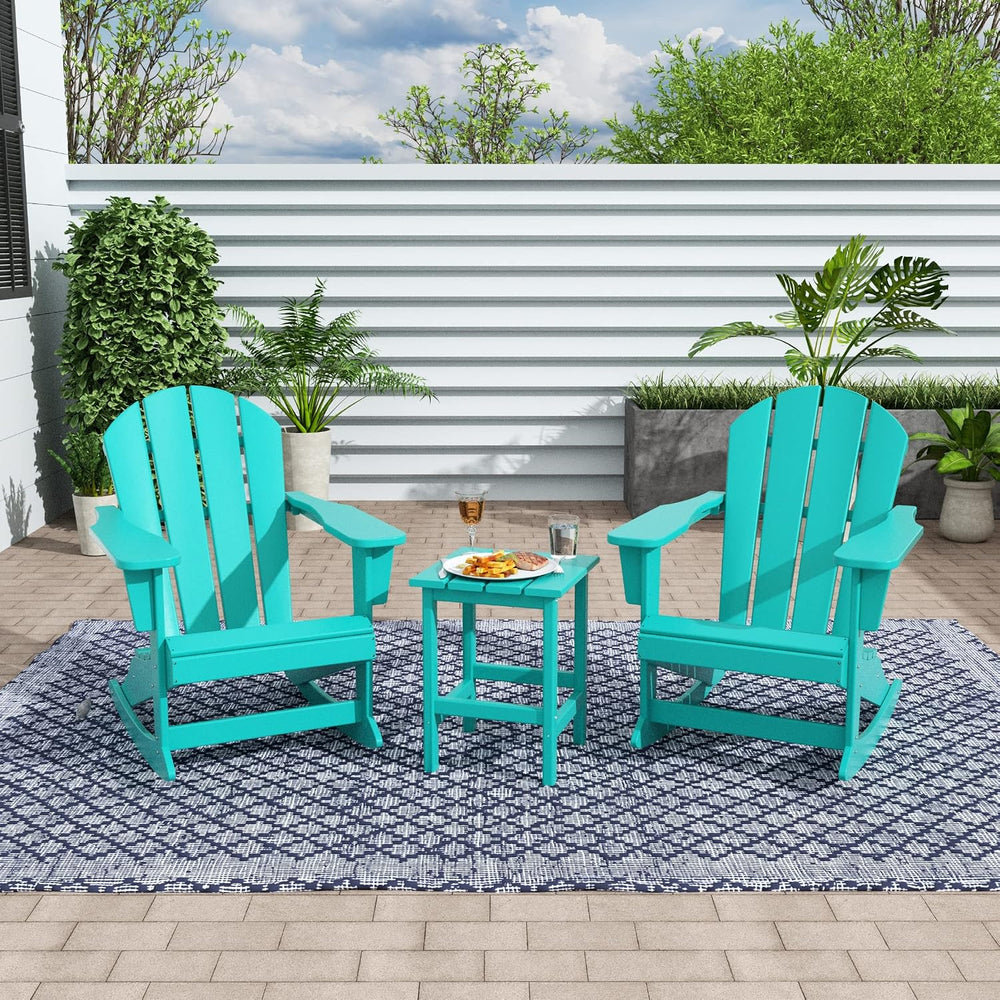WestinTrends Malibu Outdoor Patio Rocking Adirondack Chairs with Side Table S...