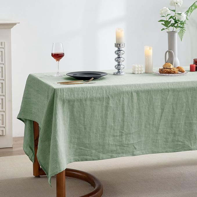 EVERLY 100% Pure Linen Rectangle Tablecloths 60x108Inches for Dining,Buffet P...