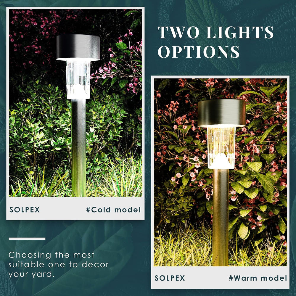 SOLPEX 24 Pack Solar Lights Outdoor, Stainless Steel Solar Pathway Lights