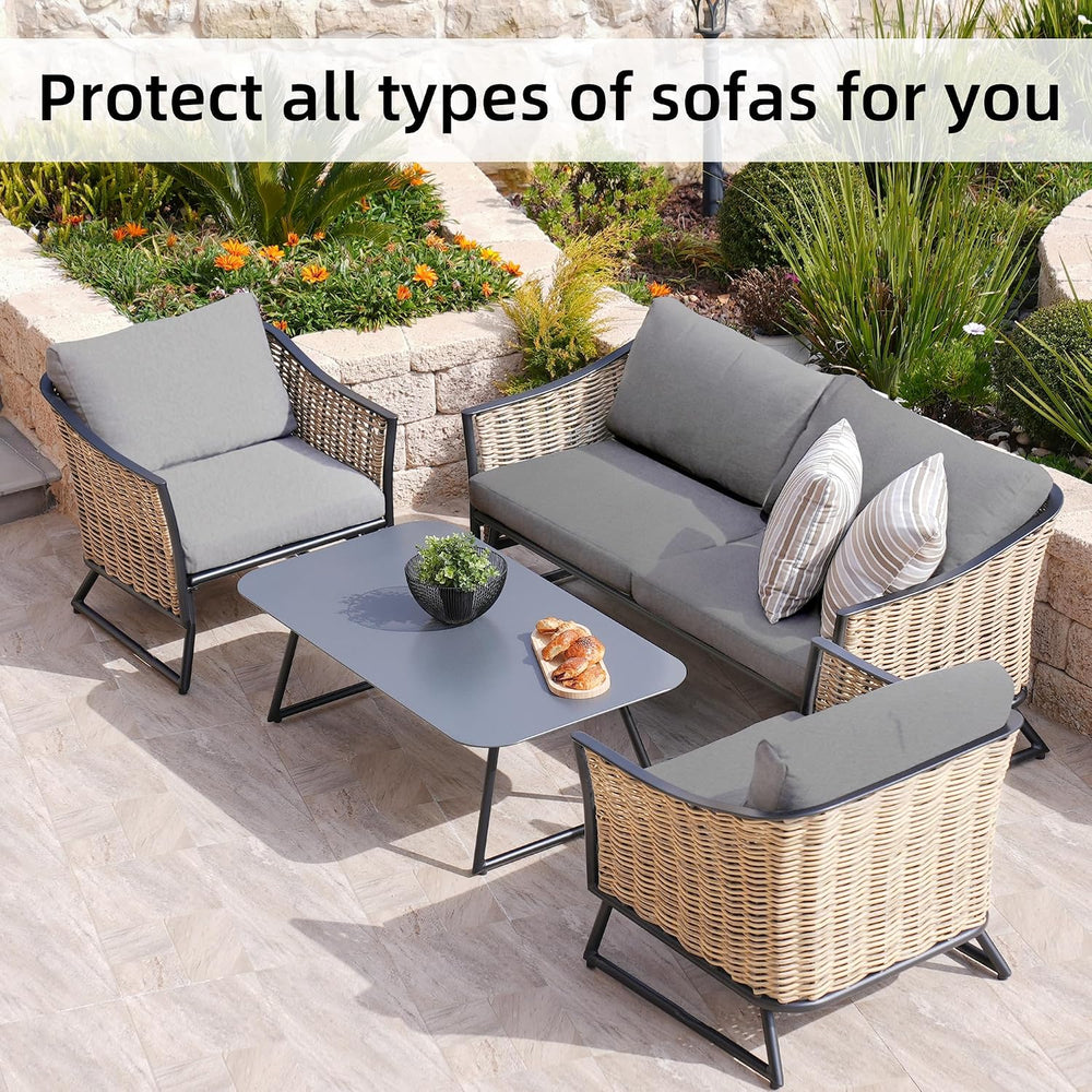 8 Pcs Outdoor Cushion Covers, Patio Sofa Cushion Covers Replacement