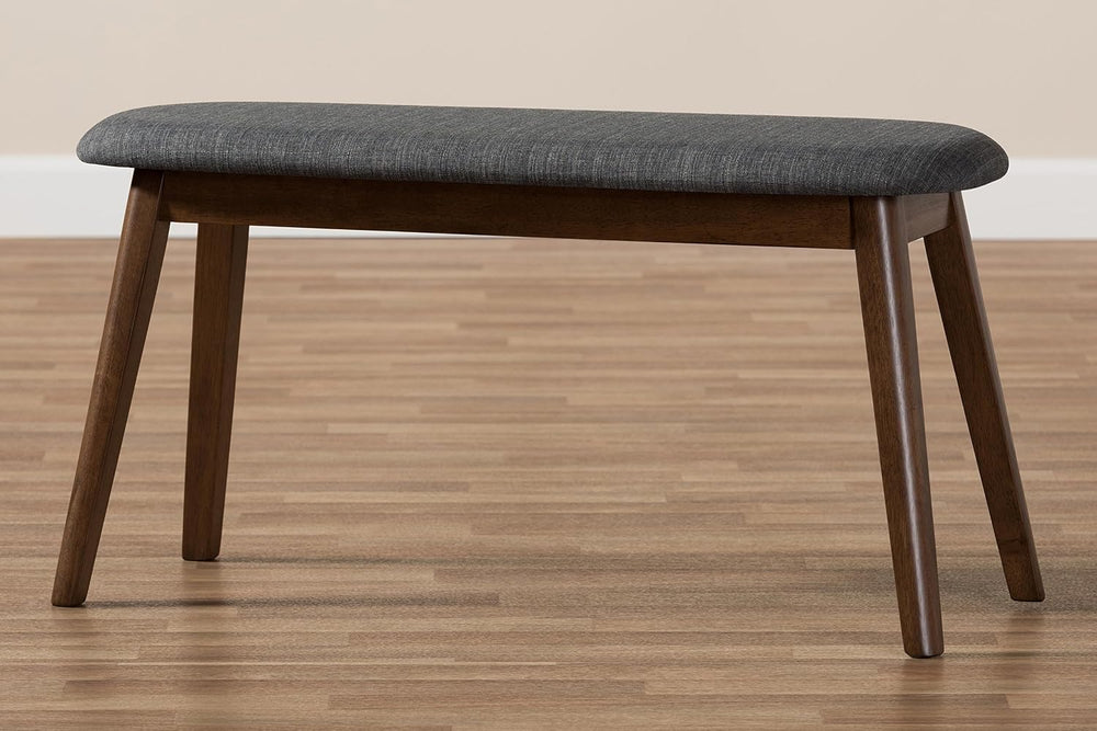 Baxton Studio Easton Mid-Century Modern Dark Grey Fabric Upholstered Walnut F...