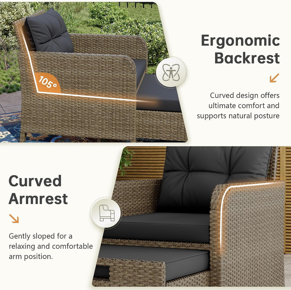LHBcraft 5 Piece Patio Furniture Set, PE Wicker Outdoor Furniture Set with So...