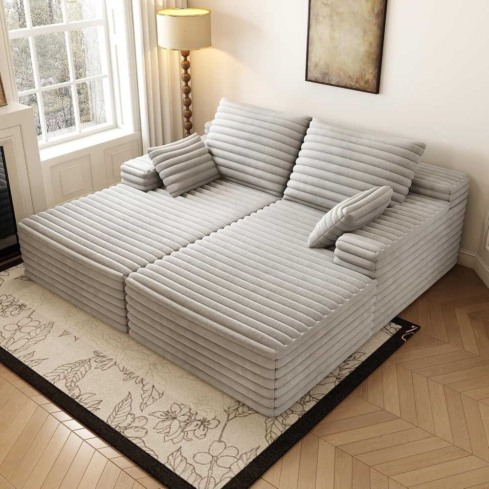 80” Oversized Double Lounge Chaise,Cloud Plush Sofa Bed,Upholstered Boneless ...