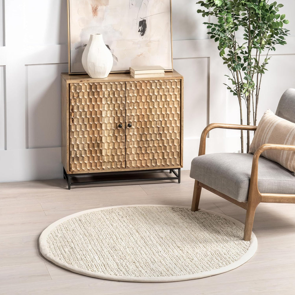 nuLOOM Daniela Off White Solid Flatweave Area Rug, 8' Round