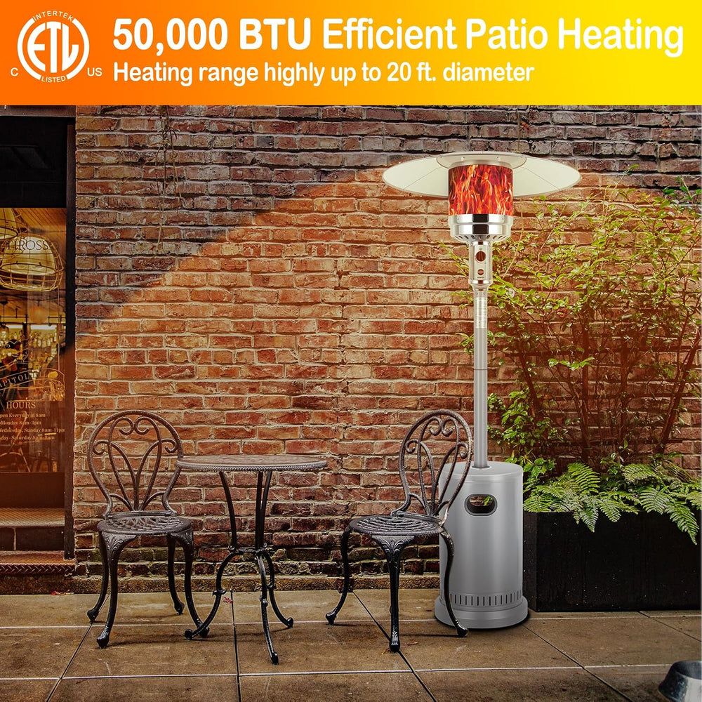 Hykolity 50,000 BTU Propane Patio Heater, Stainless Steel Burner with Wheels,...