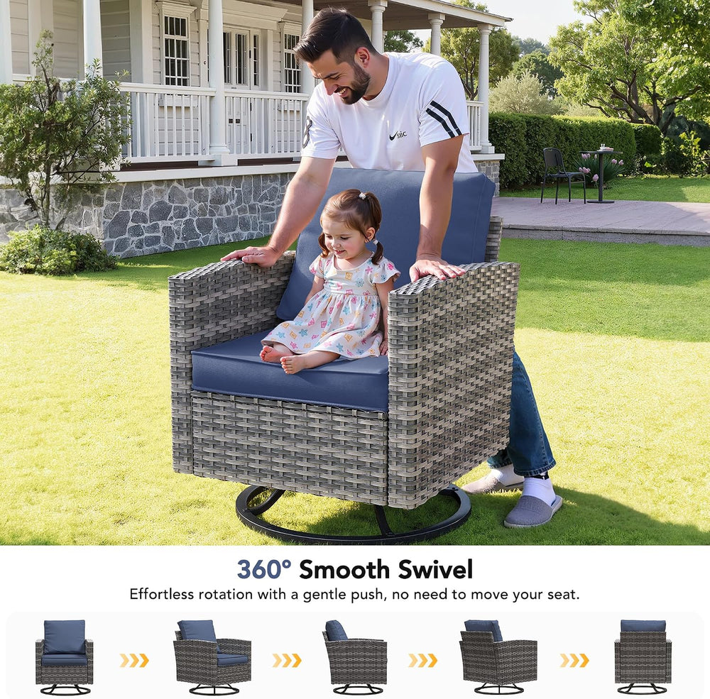 Patio Furniture Set, 6 Pcs Patio Outdoor Sectional, Wicker Outdoor Couch with...
