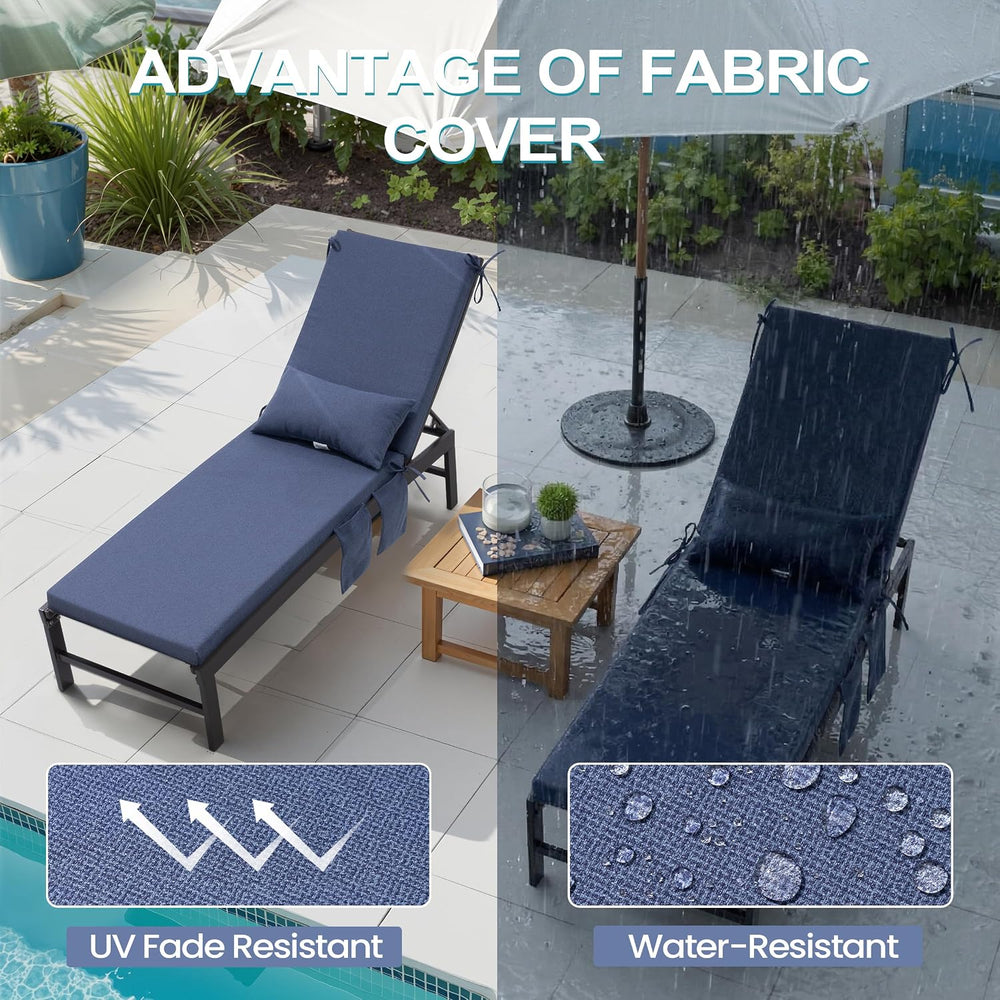 Pellebant Outdoor Lounge Chair Cushions with Pillow & Pockets, 72" x...