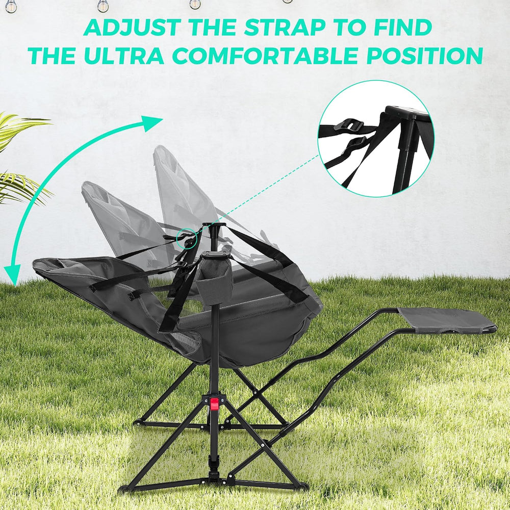 Ainfox Hammock Camping Chair with Footrest, Foldable Portable Rocking Chairs ...