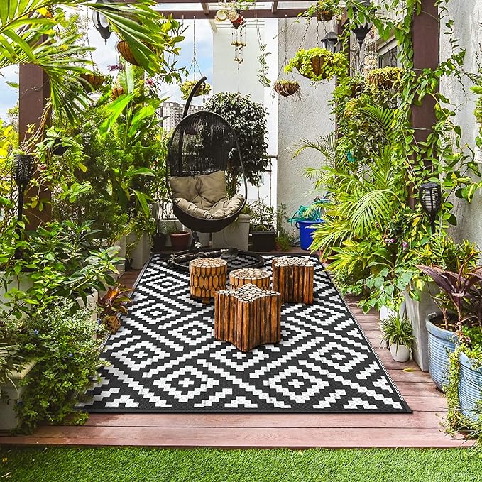 GENIMO Outdoor Rugs 8x10 Waterproof, Reversible Mats, Area Plastic Straw Rug,...