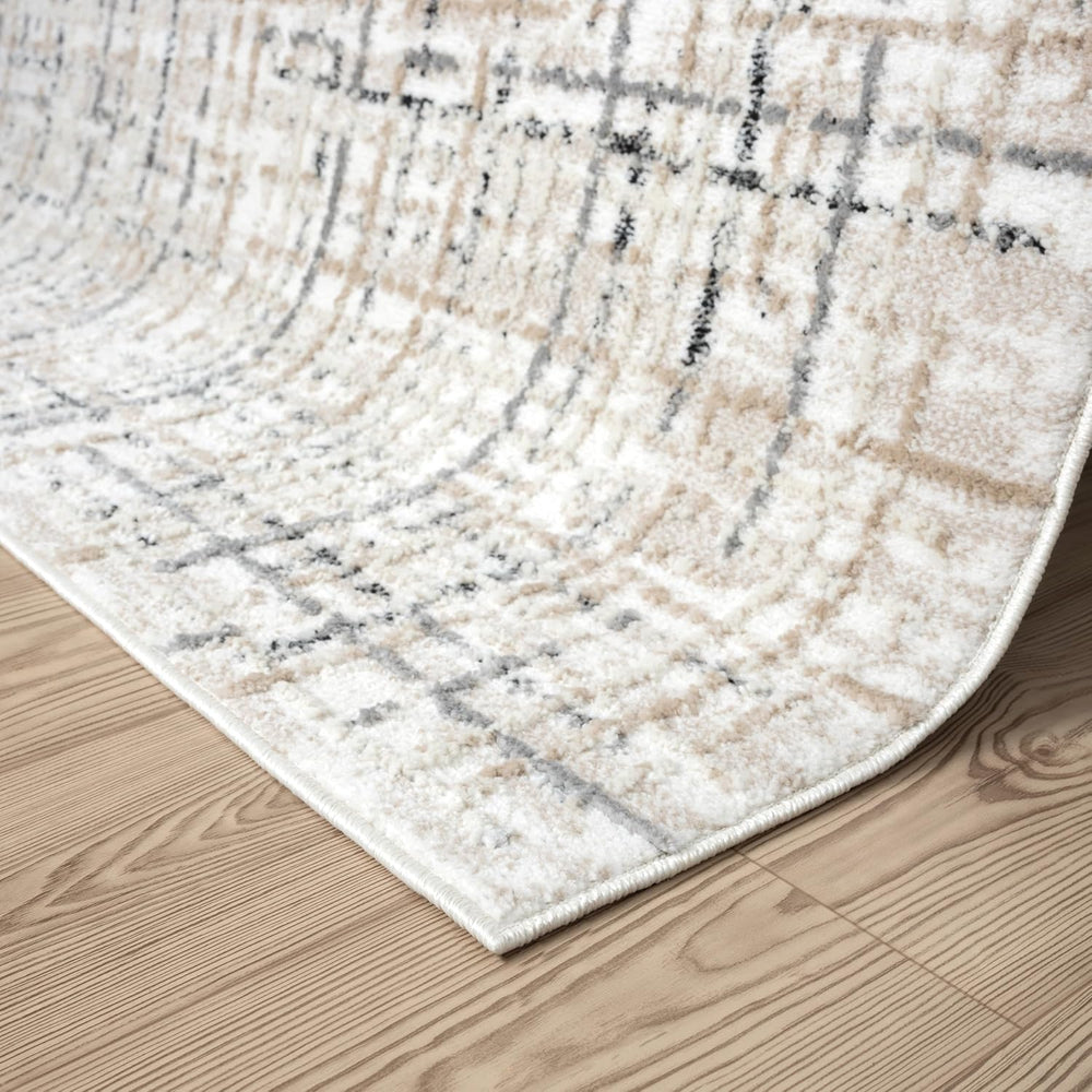 Abani Grey Area Rug for Living Room, Bedroom - Crosshatch Pattern- 4' x 6...