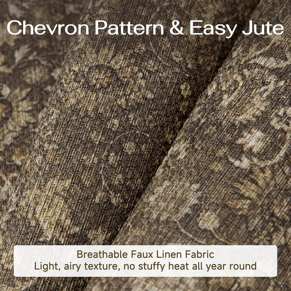 HUGEAR 5x7 Brown Linen Look Washable Area Rug for Living Room