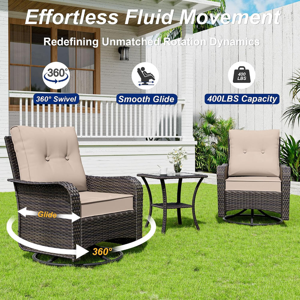 9 Pieces Patio Furniture Set with 2 Swivel Chairs Patio Furniture Outdoor Sec...