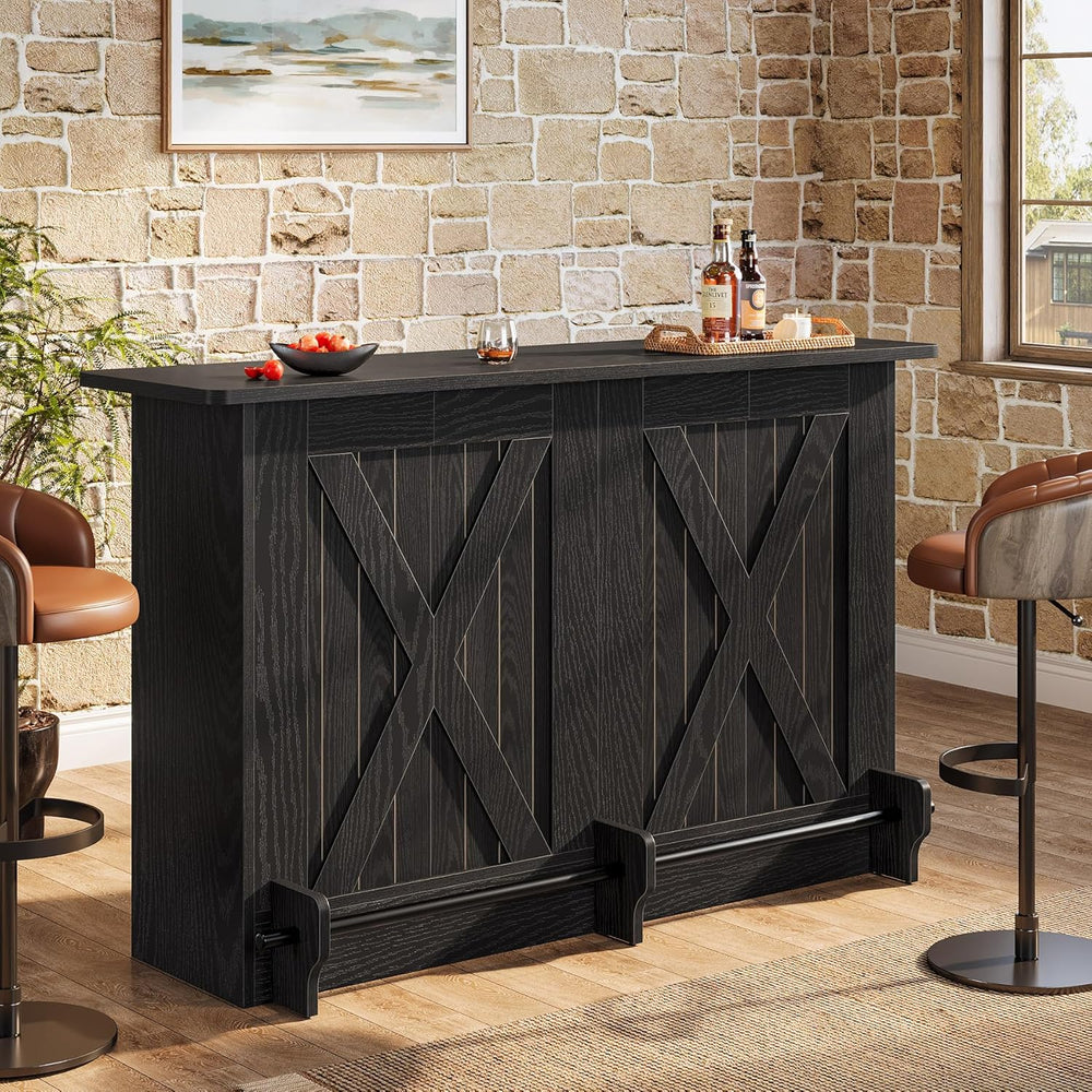 Tribesigns 63'' Bar Table, 2-Tier Bar Cabinet Pub Table with Footrest
