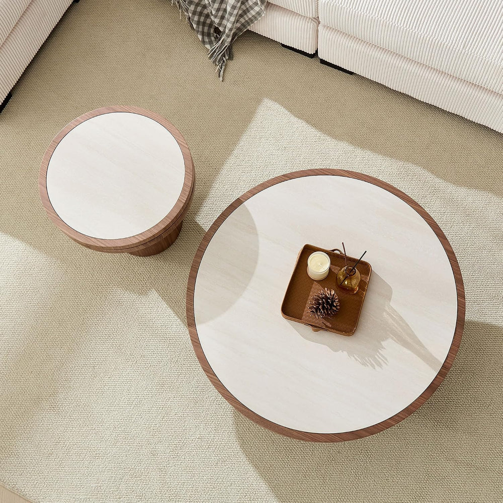 Sintered Stone Coffee Table Set of 2, 2 Piece Coffee Table and End Table Set ...