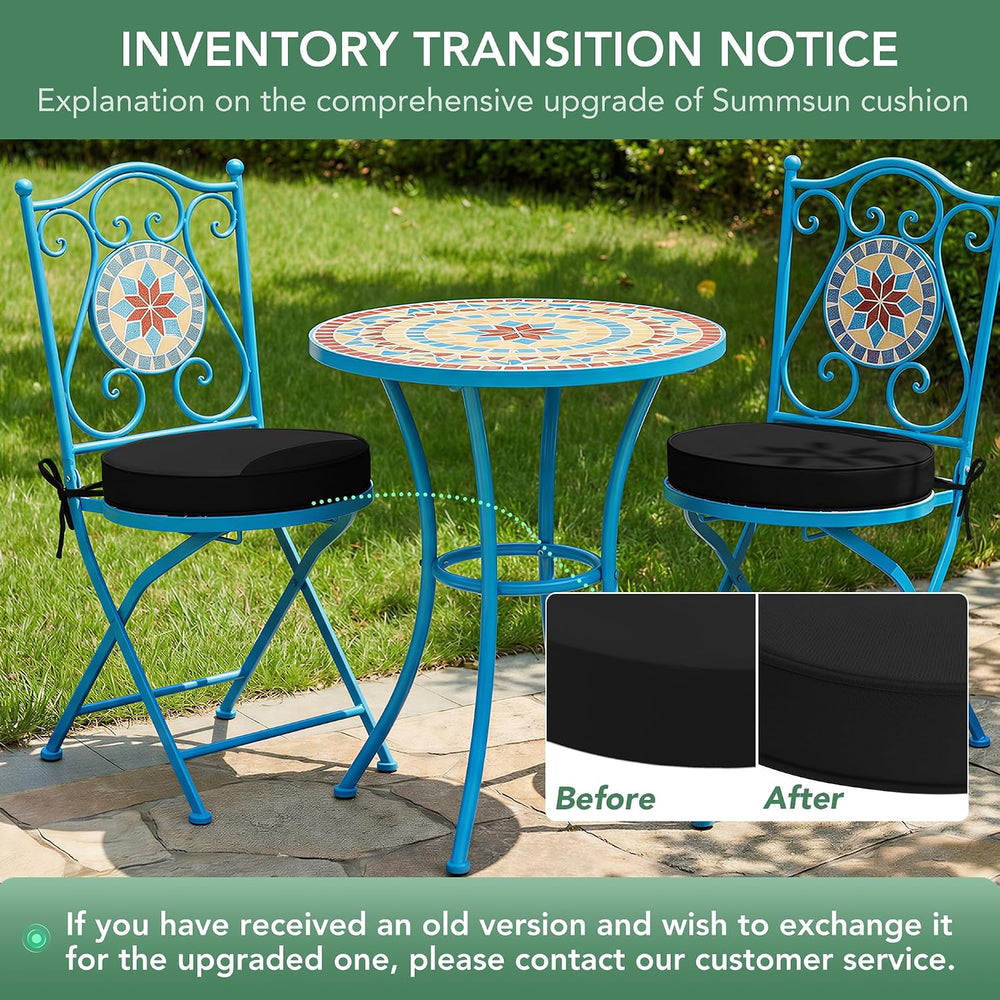 Summsun Outdoor Bistro Chair Cushions Set of 2, 15" D x 3" H Round ...