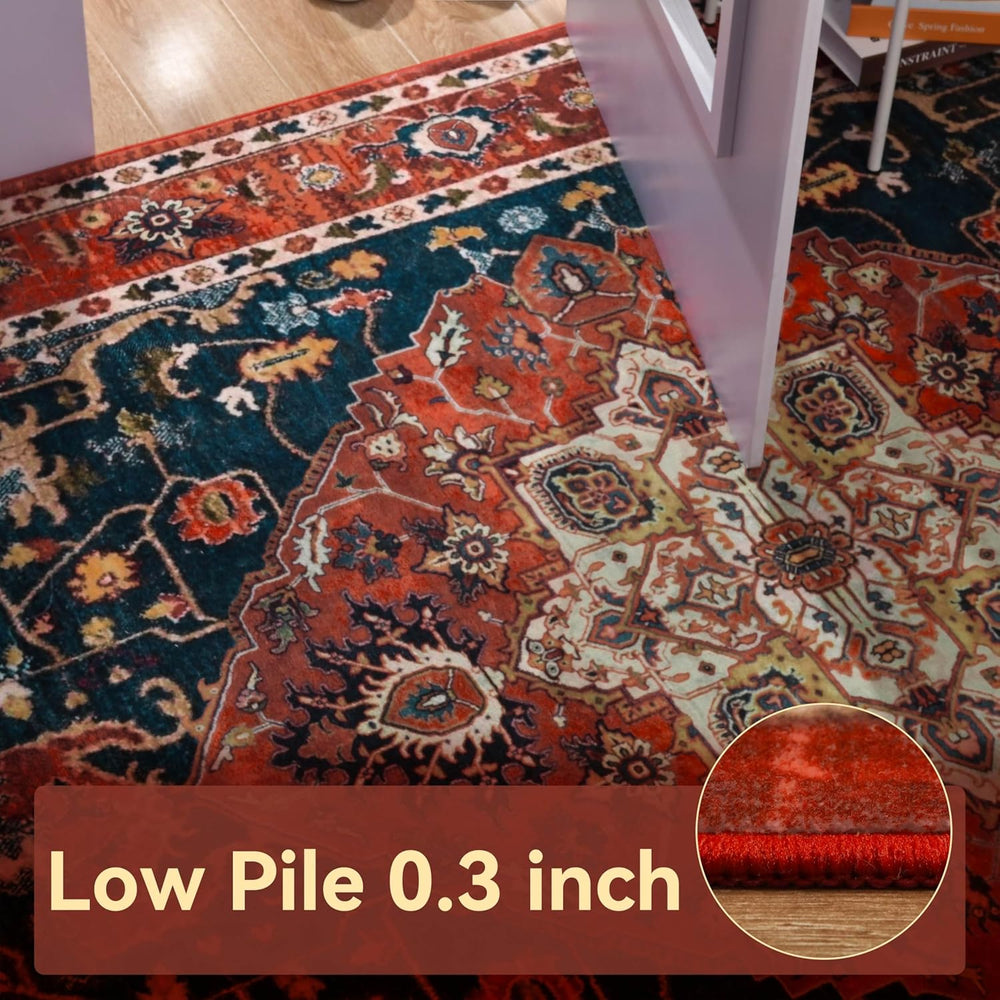 YJ.GWL Area Rugs for Living Room 6x9 Machine Washable Rugs, Non Slip Floral V...