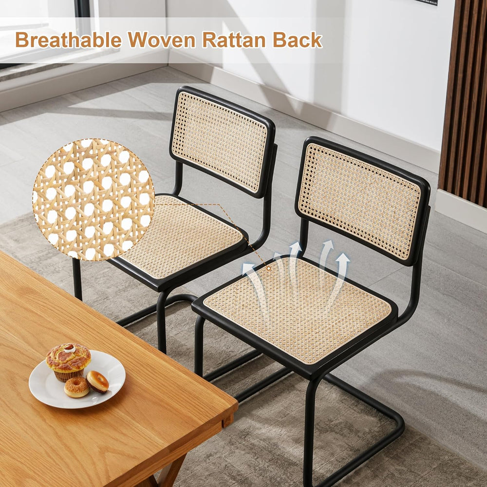Flouki Rattan Dining Chairs Set of 4, Boho Accent Chairs for Kitchen Room wit...