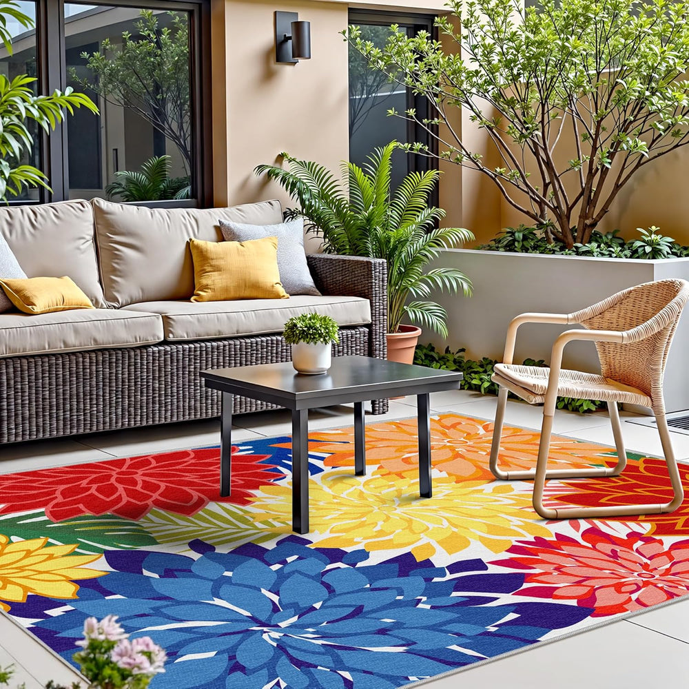 Arenarug Outdoor Rug Waterproof, Washable Patio Rug for Deck, 4x6, Colorful
