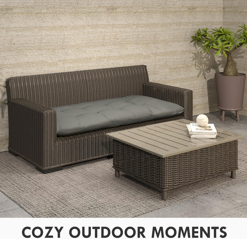 Outdoor Bench Cushion 44x22x4 Inch with Ties Loveseat Pads, Gray