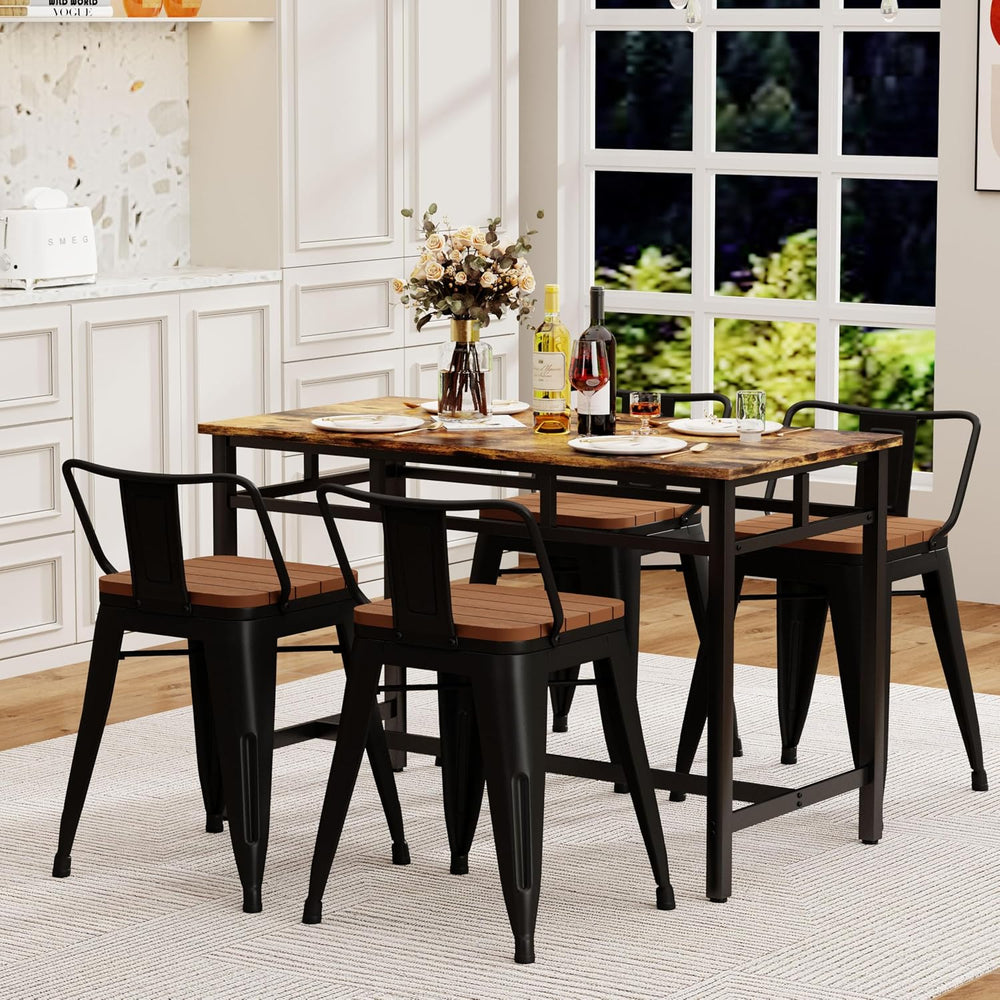 ALISH Outdoor Dining Chairs Set of 4, 18 Inch Bar Stools with Low Back Farmho...