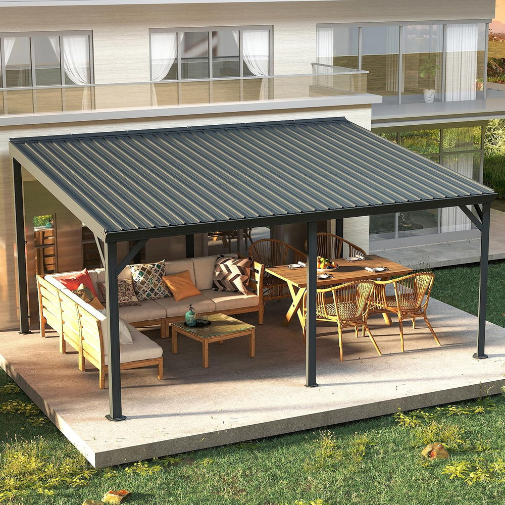Domi 10'x 16' Lean to Gazebo,Outdoor Gazebo Pergola with Sloped Roof,...