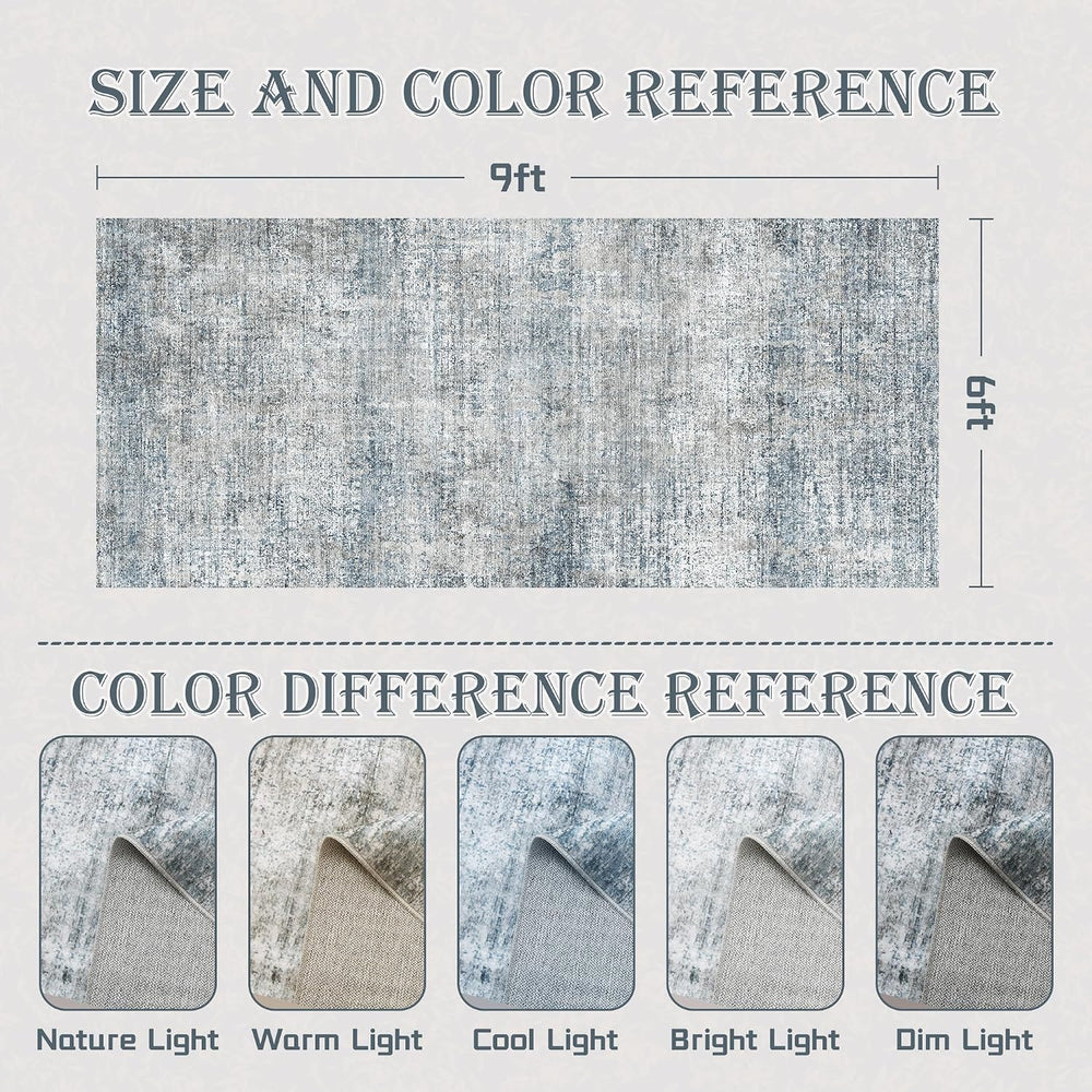 Cochyean 6x9 Area Rugs for Living Room Abstract Washable Rug, Blue Gray