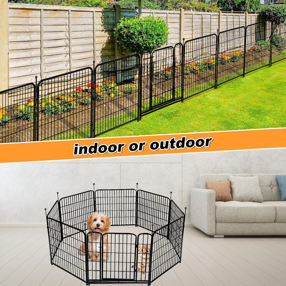 Getlay Tall Garden Fence with Gate 48 in(H)×27 in(L) 12 Panels Total 26.6 Ft(...