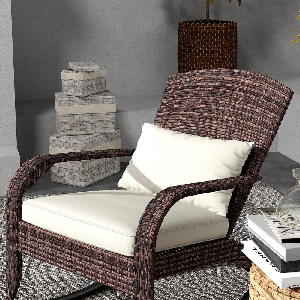 Outsunny Outdoor Wicker Adirondack Rocking Chair High Back Cream White