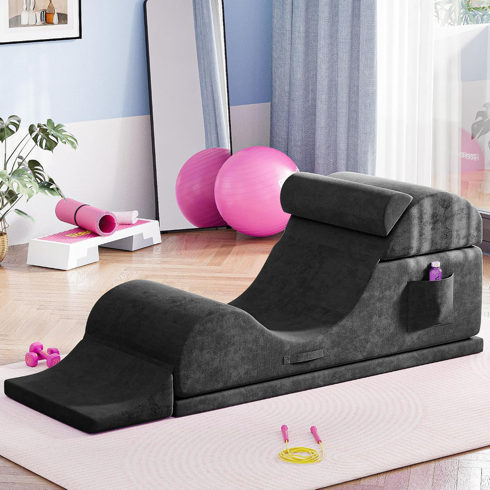 Convertible Yoga Chair for Adults, Ergonomic Foam Lounge with Lumbar Pillow, ...