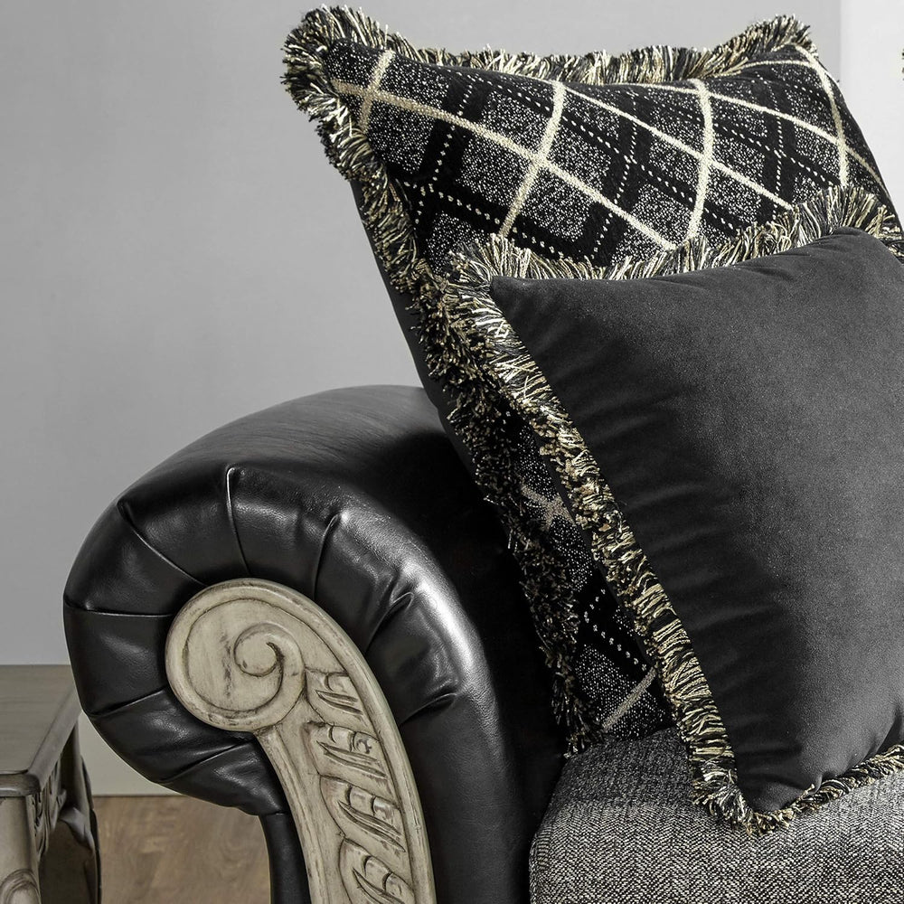 Roundhill Furniture San Marino 2-Tone Fabric Wooden Frame Chaise in Ebony