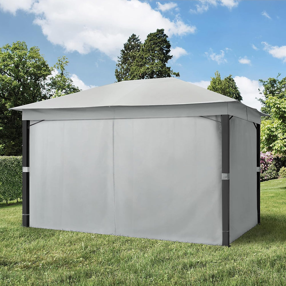 TOOLPORT 10x13 ft Gazebo with 4 Curtains, Gray