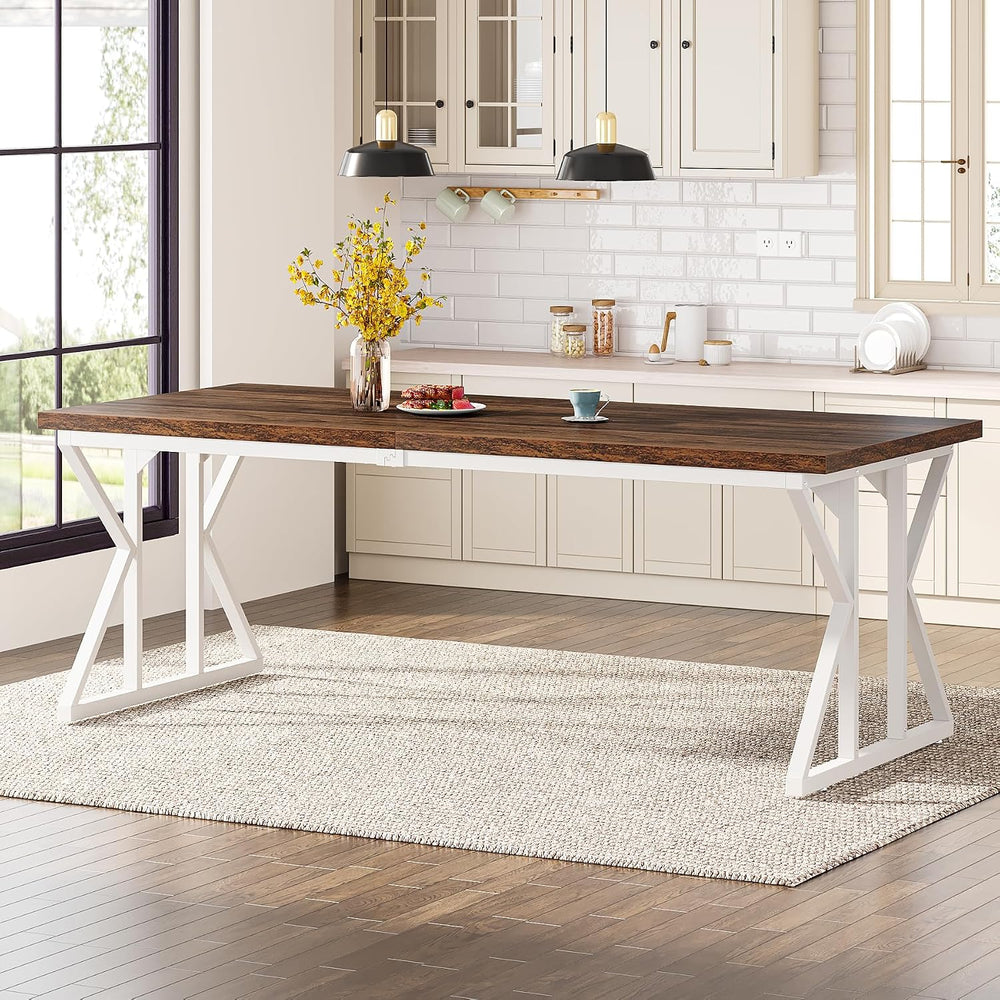 Tribesigns Farmhouse Dining Table for 6-8 People, 78.7-Inch Rectangular Wood ...