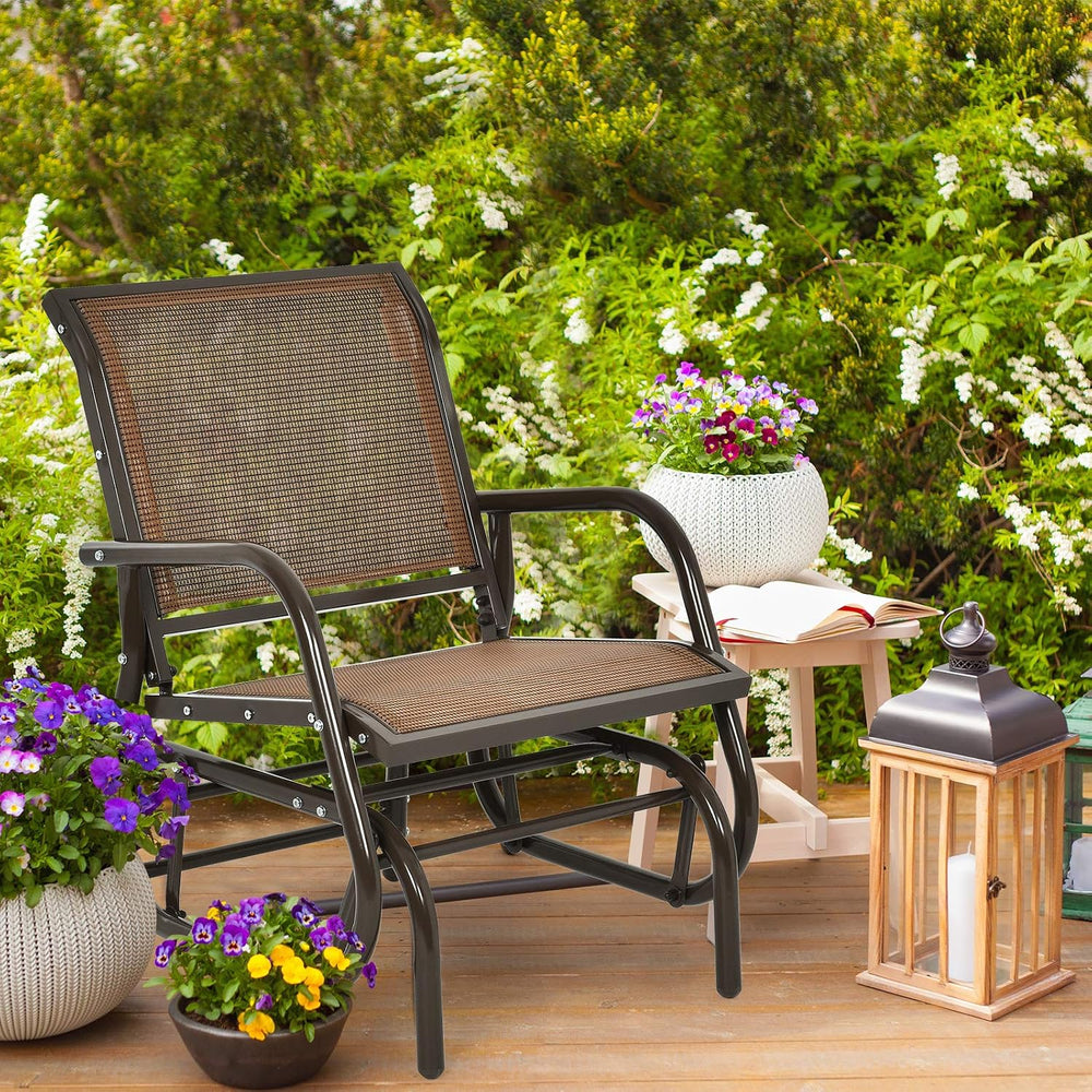 S AFSTAR Outdoor Patio Glider Chairs Set of 2, Porch Glider Swing with Breath...