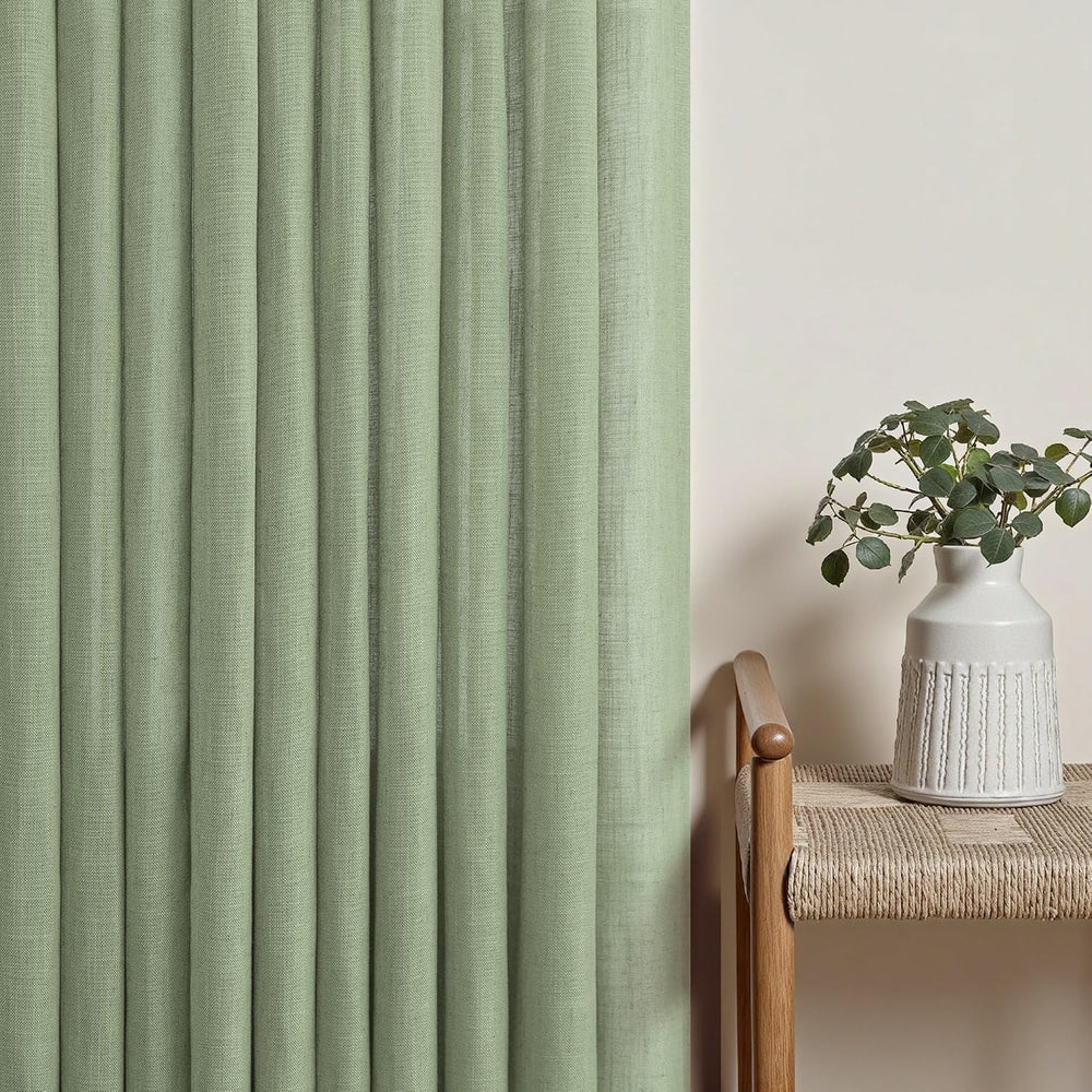 Sage Green Curtains 84 Inch Length 2 Panels for Bedroom Aesthetic Pinch Pleat...