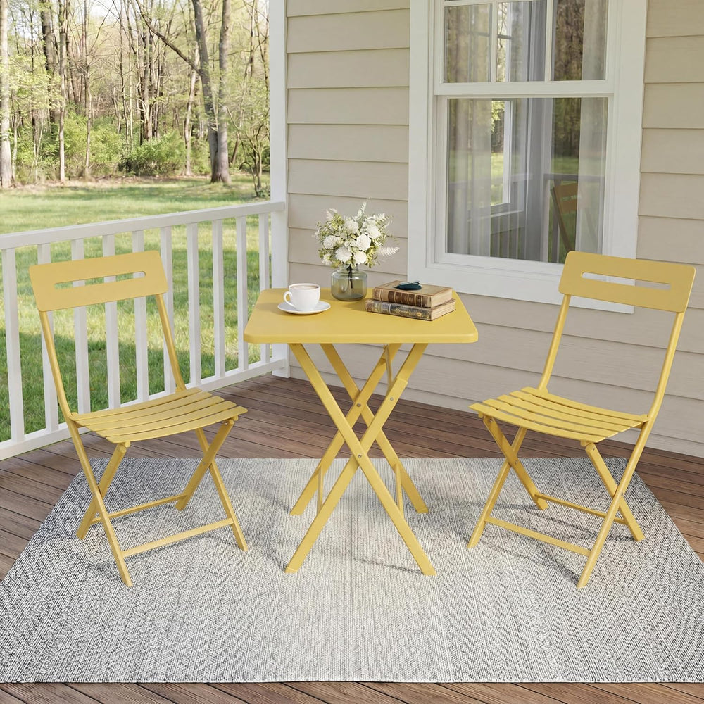 Garvee 3-Piece Bistro Set, Outdoor/Indoor Folding Patio Furniture Set,Space S...