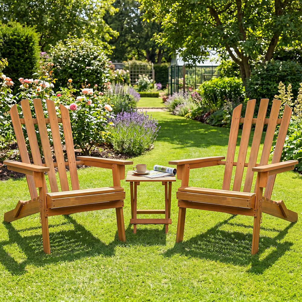 GIANTEX Wooden Adirondack Chair Set of 4 Outdoor Lounger Chair, Folding Adiro...