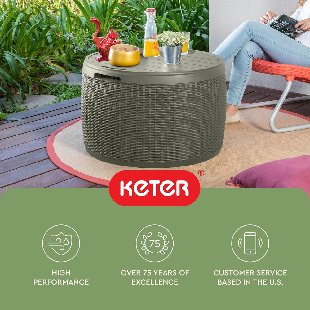 Keter Circa 37 Gallon Resin Deck Box Stool, All-Weather Outdoor Storage Seat ...